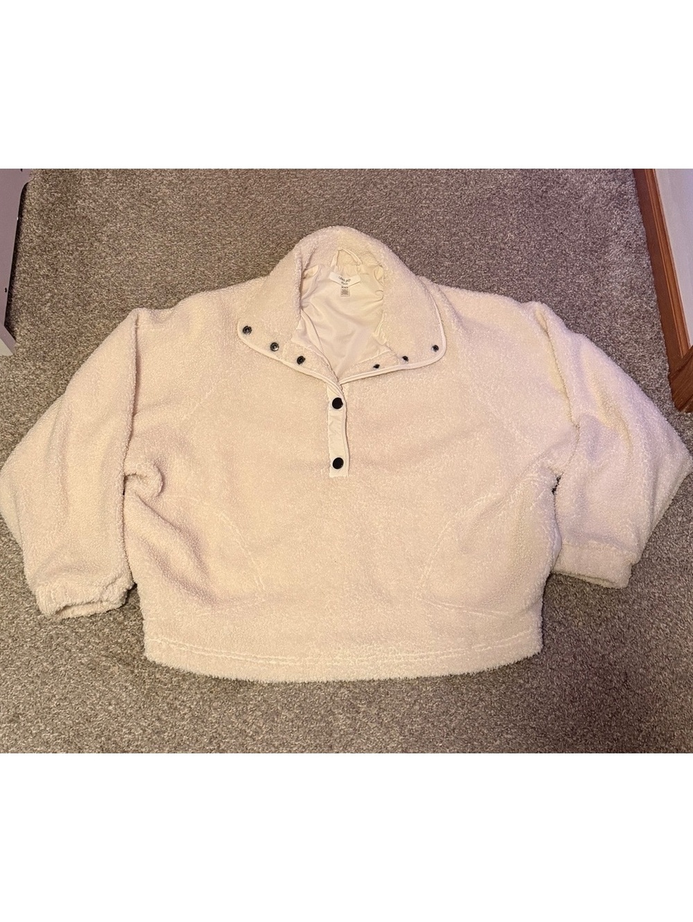 Cable & Gauge Studio Cream Sherpa Fleece Snap Pullover Size Medium